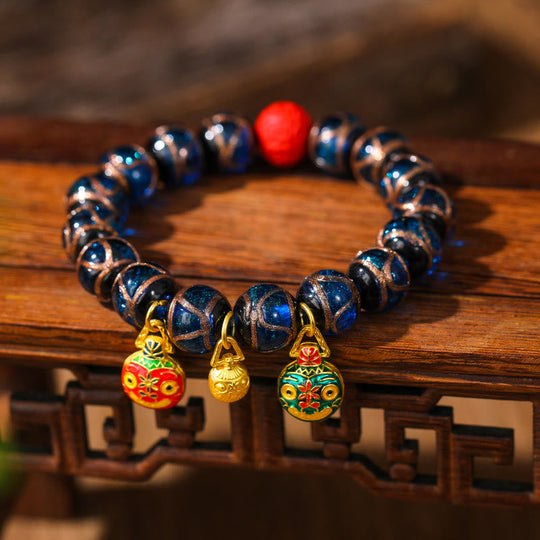 Colorful Cinnabar Bead Gold Swallowing Bracelet