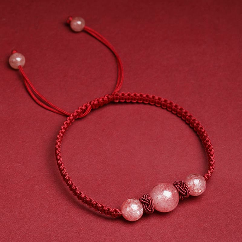 Natural Strawberry Quartz Crystal Love Bracelet