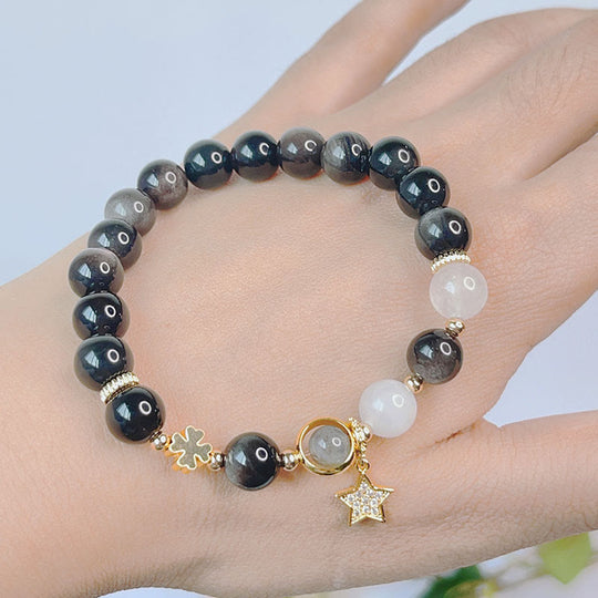 Natural Silver Sheen Obsidian Love Bracelet