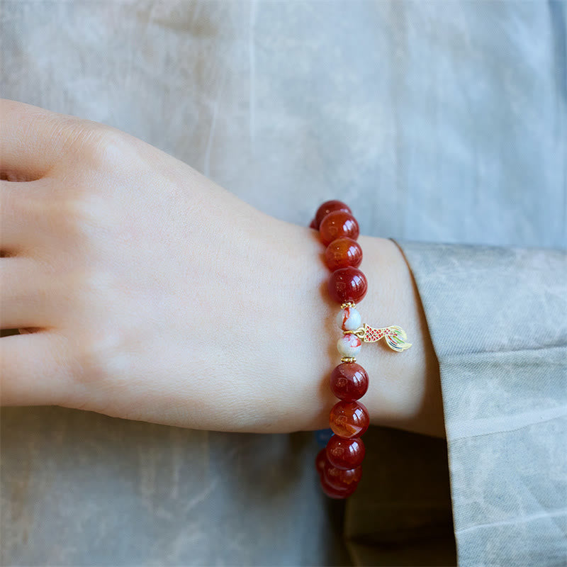 Natural Red Agate Peace Talisman Bracelet