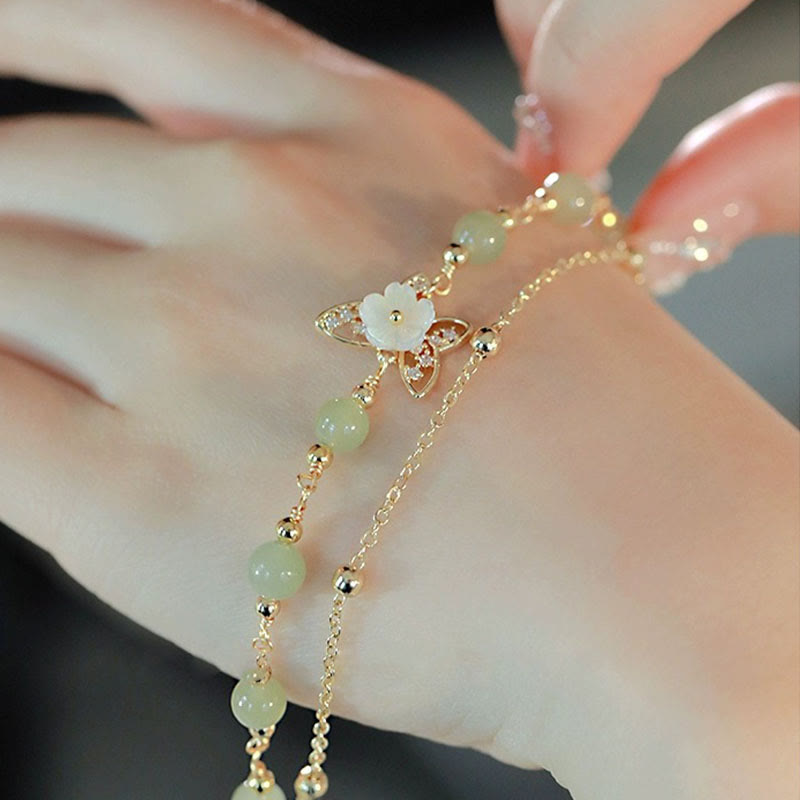 Double Layer Luck 14k Gold Bracelet