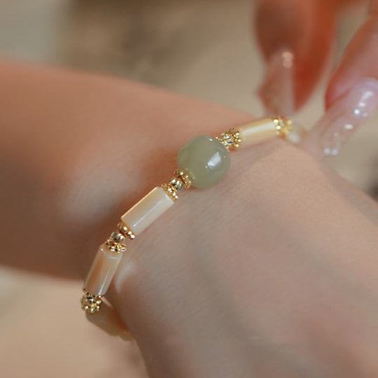 Gold-plated Bamboo Pattern Tridacna Bracelet