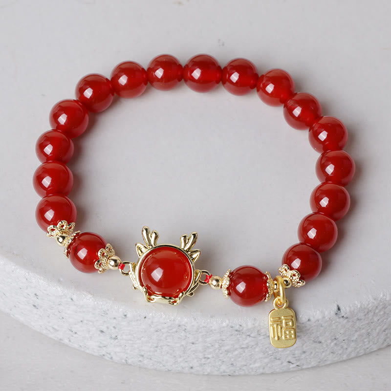 Year The Dragon Red Agate Bracelet