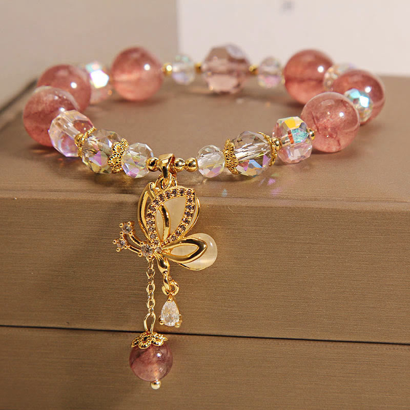 Natural Strawberry Quartz Healing Positive Bracelet