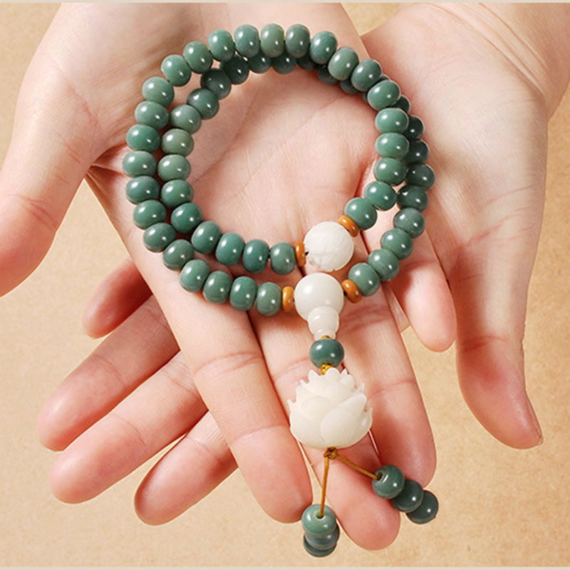 Cyan Bodhi Seed Success Lotus Bracelet