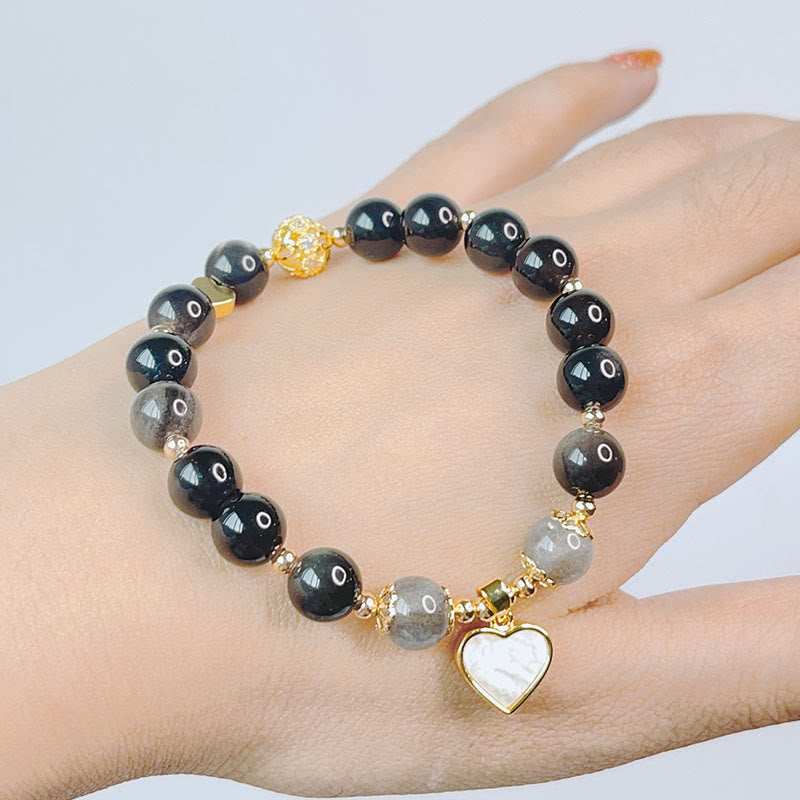 Natural Silver Sheen Obsidian Love Bracelet
