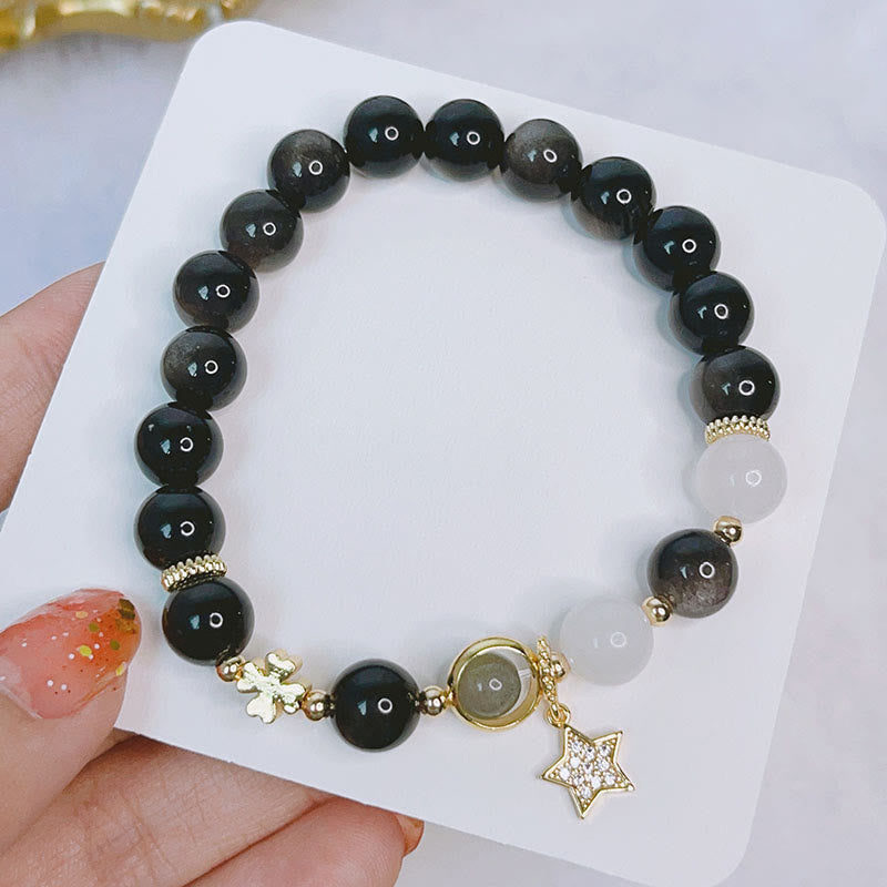 Natural Silver Sheen Obsidian Love Bracelet
