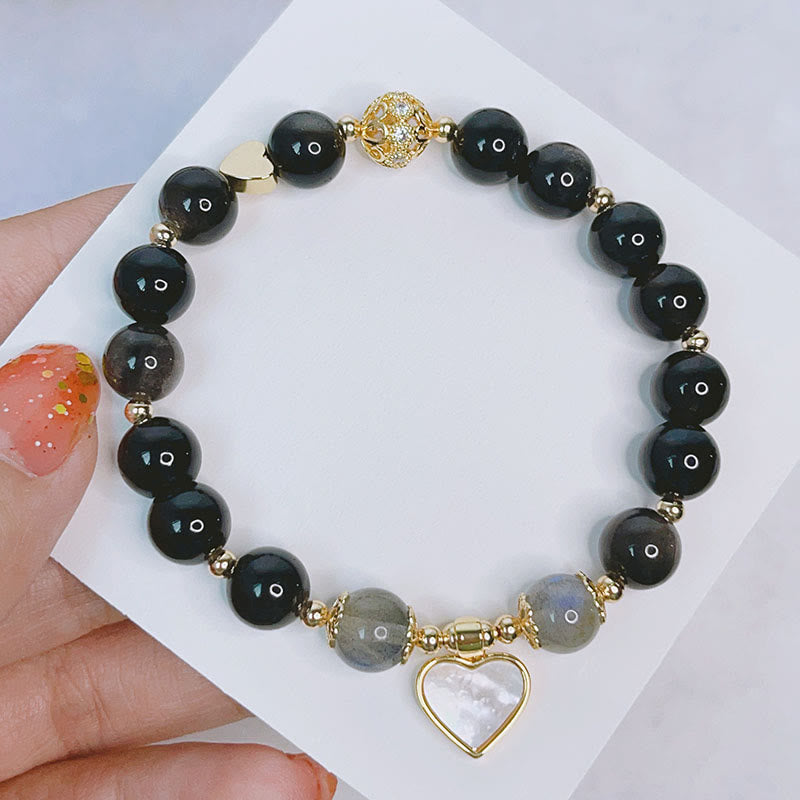 Natural Silver Sheen Obsidian Love Bracelet