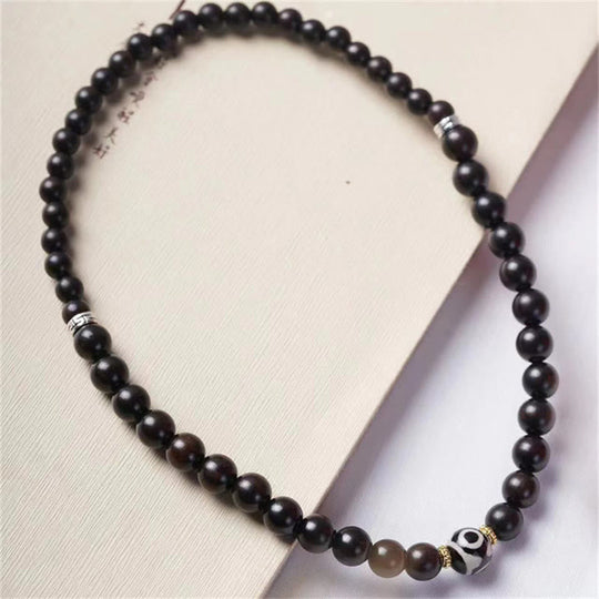 Ebony Wood Dzi Bead Double Bracelet