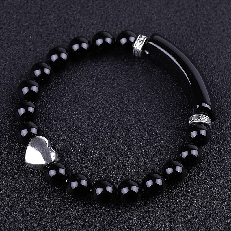 Unisex Heart Natural Crystal Beads Bracelet