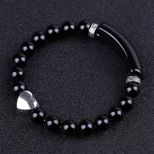 Unisex Heart Natural Crystal Beads Bracelet