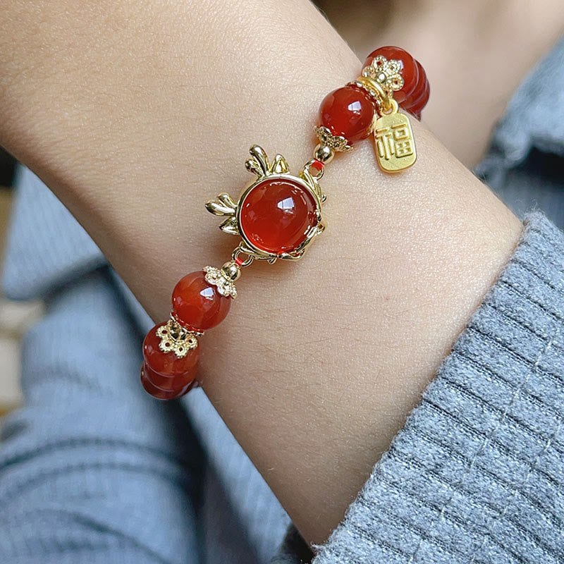 Year The Dragon Red Agate Bracelet