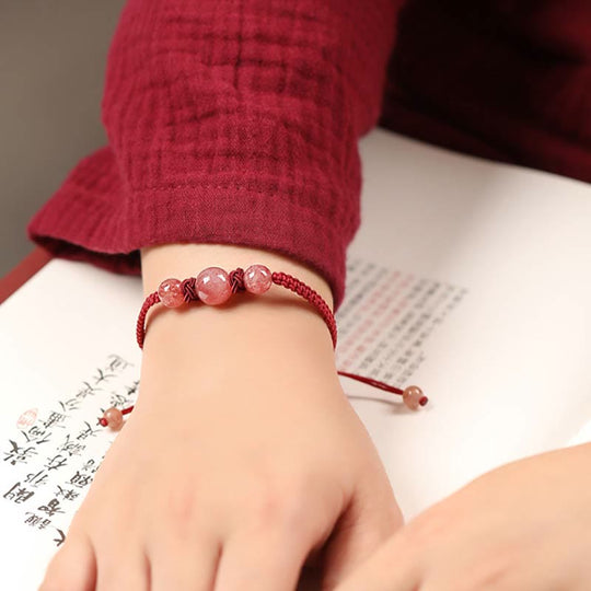 Natural Strawberry Quartz Crystal Love Bracelet
