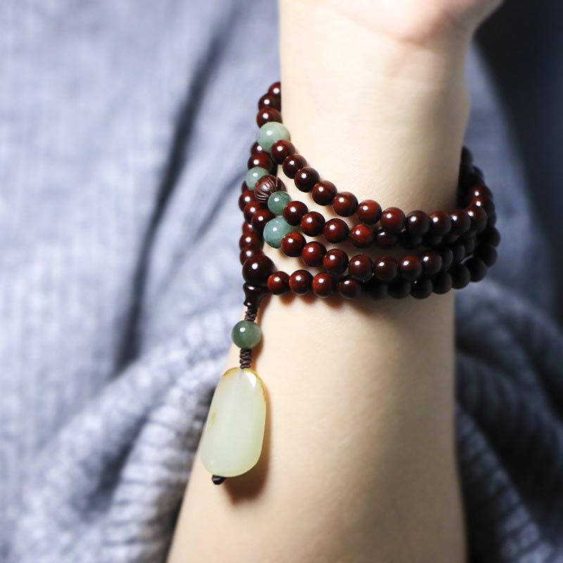 Small Leaf Red Sandalwood Jade Bracelet