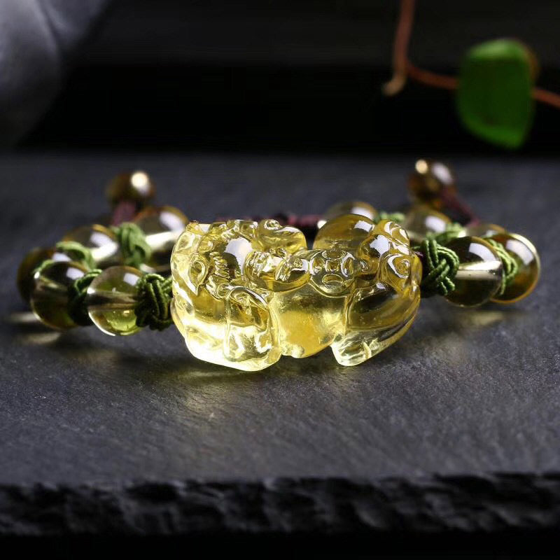 Natural Citrine Pixiu Wealth & Bracelet