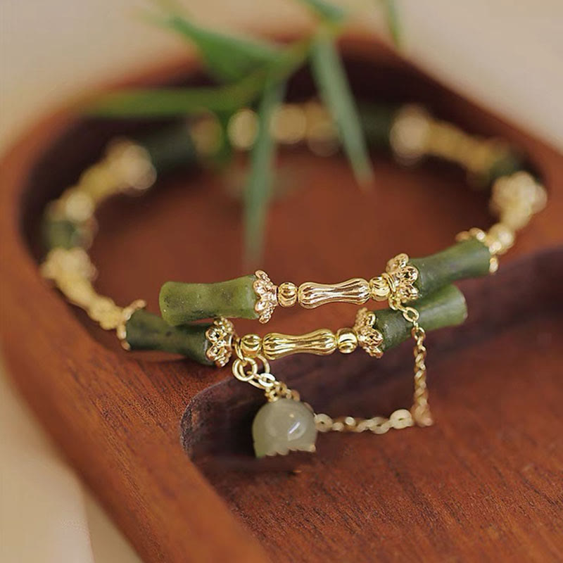 Bamboo Jade Pattern Luck Bangle Bracelet
