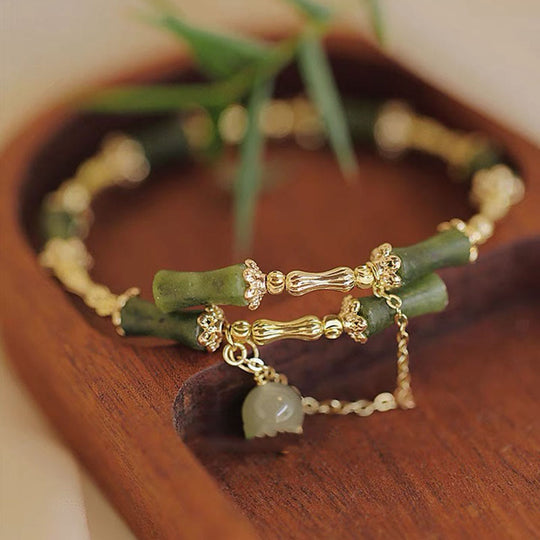Bamboo Jade Pattern Luck Bangle Bracelet