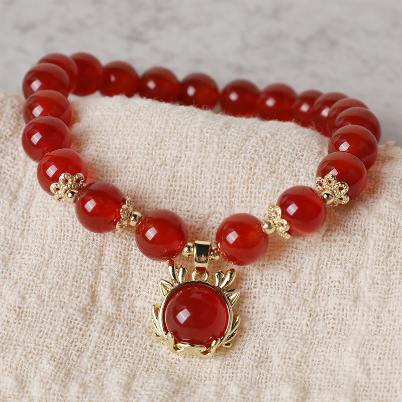 Year The Dragon Red Agate Bracelet