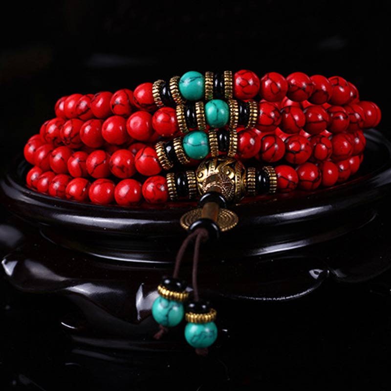 Mala Bracelet Set Red Turquoise Necklace