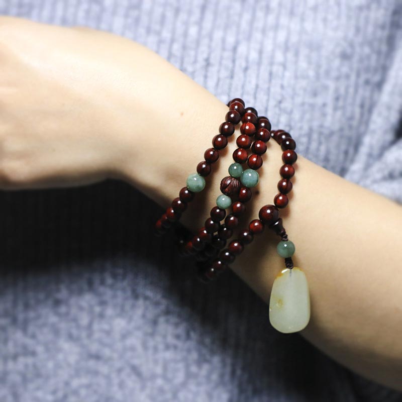 Small Leaf Red Sandalwood Jade Bracelet
