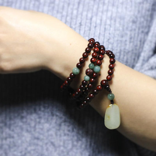 Small Leaf Red Sandalwood Jade Bracelet
