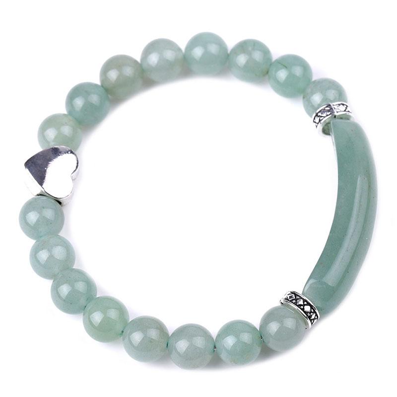 Unisex Heart Natural Crystal Beads Bracelet