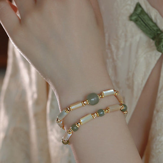 Gold-plated Bamboo Pattern Tridacna Bracelet