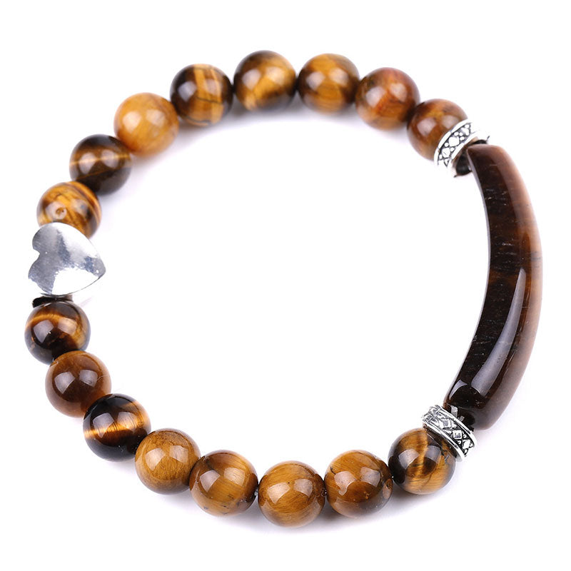 Unisex Heart Natural Crystal Beads Bracelet