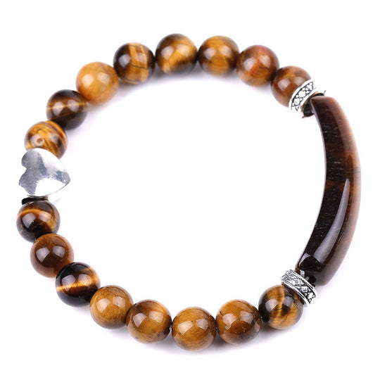 Unisex Heart Natural Crystal Beads Bracelet