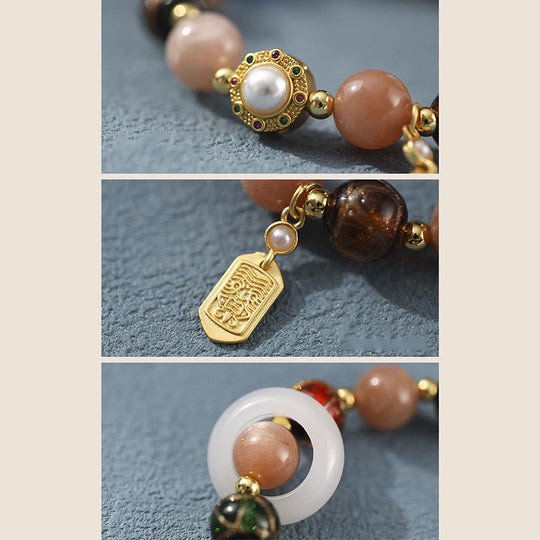 Incense Ash Liuli Glass, Tridacna Bracelet
