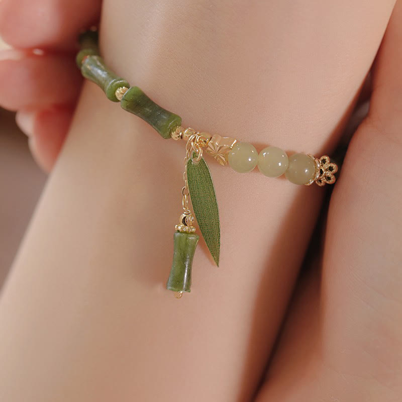 Jade Bamboo Leaf Lily The Bracelet