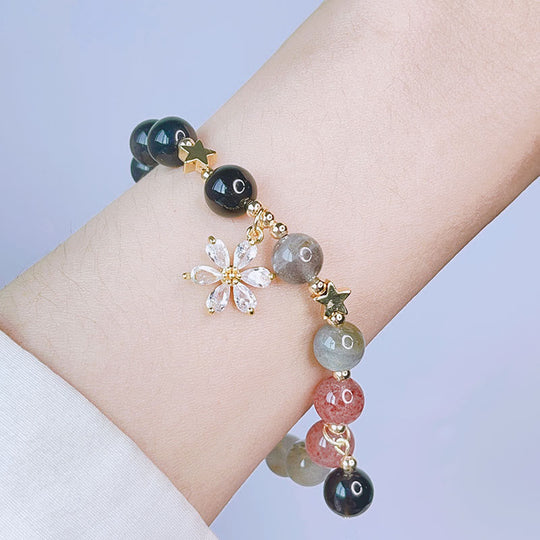 Natural Silver Sheen Obsidian Love Bracelet