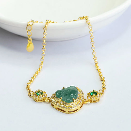 Green Jade Zircon Lucky Chain Bracelet
