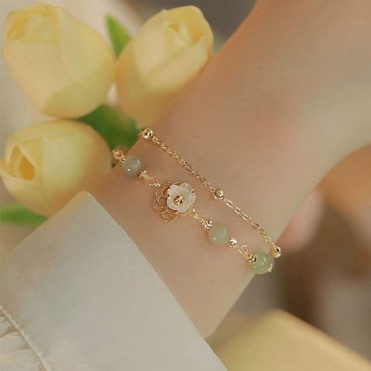 Double Layer Luck 14k Gold Bracelet