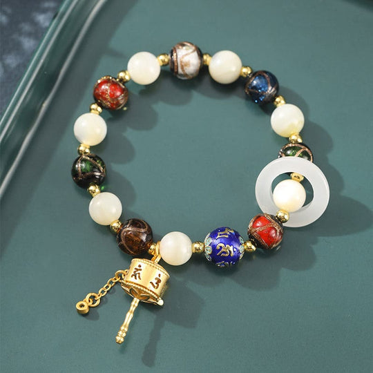 Incense Ash Liuli Glass, Tridacna Bracelet