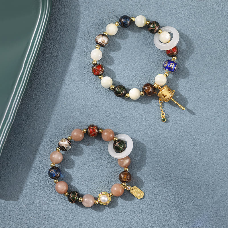 Incense Ash Liuli Glass, Tridacna Bracelet