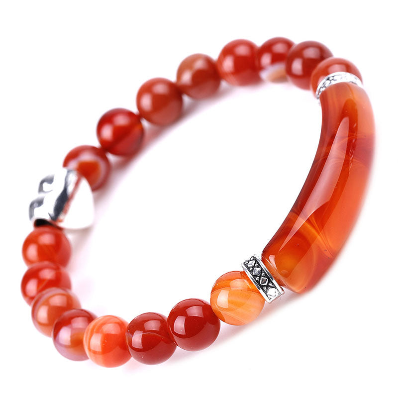 Unisex Heart Natural Crystal Beads Bracelet