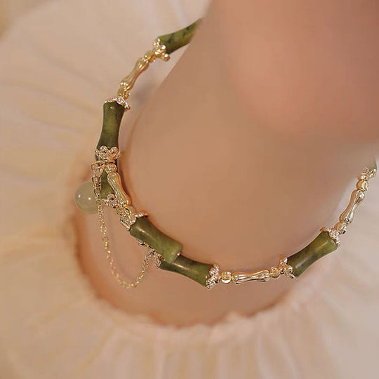 Bamboo Jade Pattern Luck Bangle Bracelet