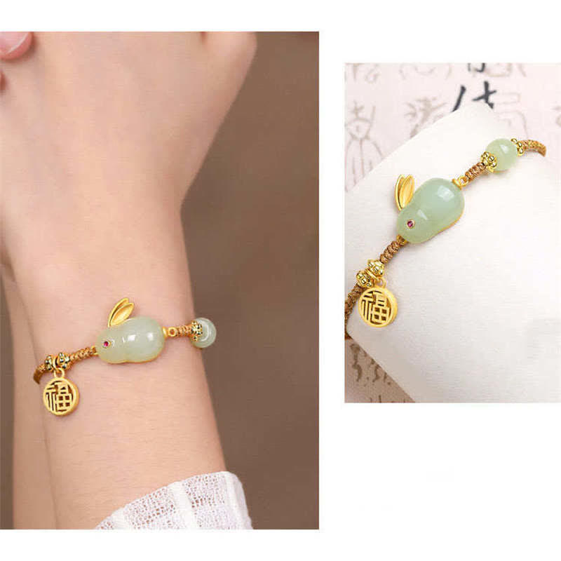 Hetian Jade Rabbit Year Happiness Bracelet