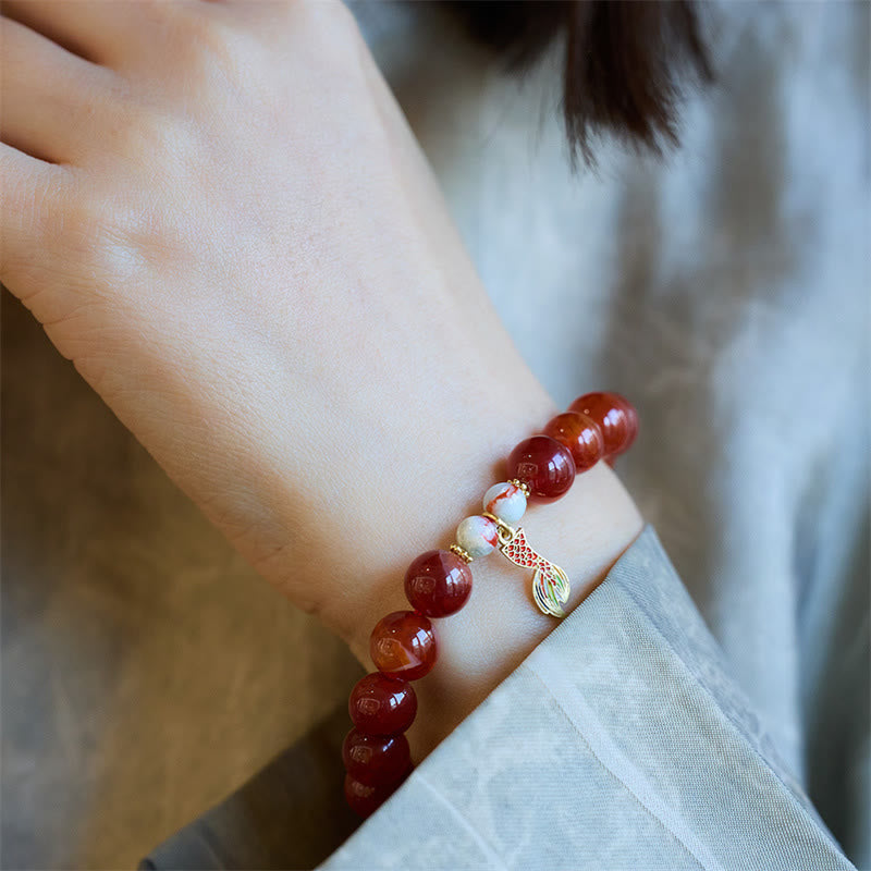 Natural Red Agate Peace Talisman Bracelet