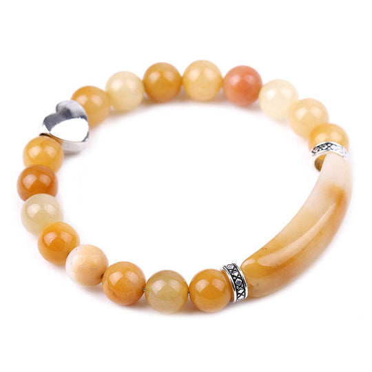 Unisex Heart Natural Crystal Beads Bracelet