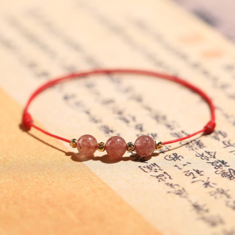 Natural Strawberry Quartz Crystal Love Bracelet