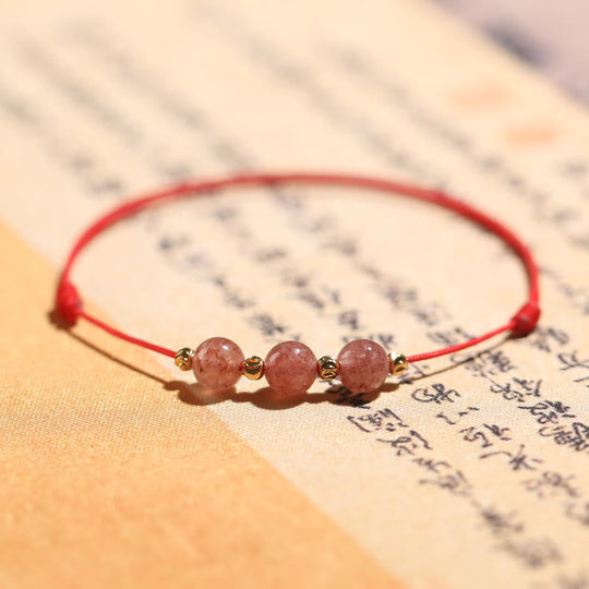 Natural Strawberry Quartz Crystal Love Bracelet