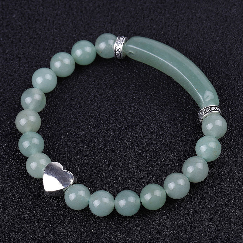 Unisex Heart Natural Crystal Beads Bracelet