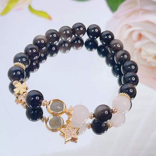 Natural Silver Sheen Obsidian Love Bracelet