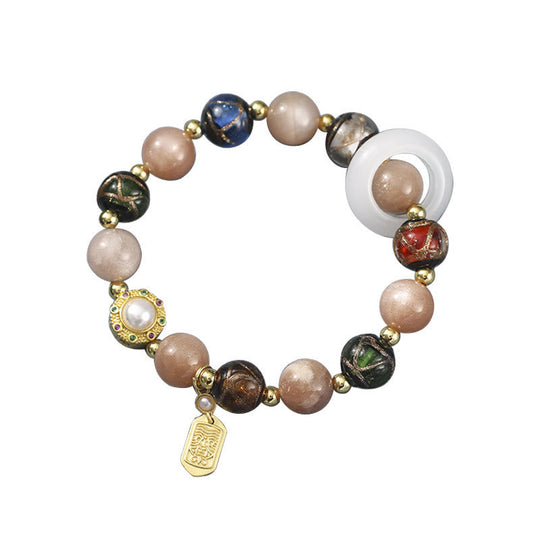 Incense Ash Liuli Glass, Tridacna Bracelet