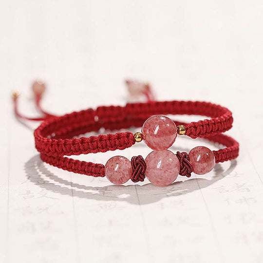 Natural Strawberry Quartz Crystal Love Bracelet
