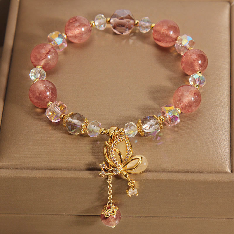 Natural Strawberry Quartz Healing Positive Bracelet