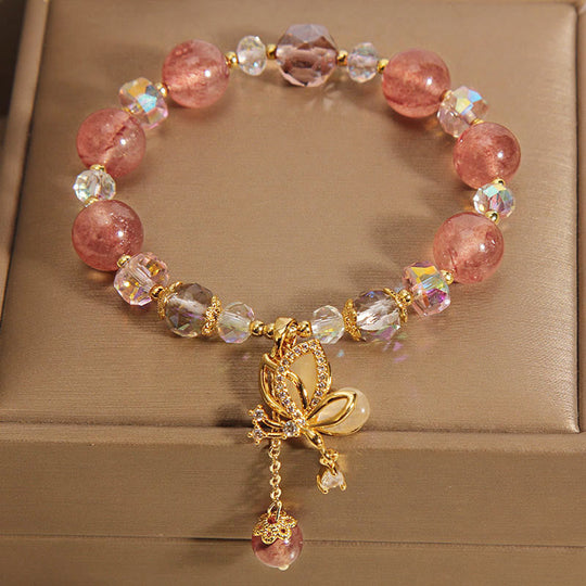 Natural Strawberry Quartz Healing Positive Bracelet