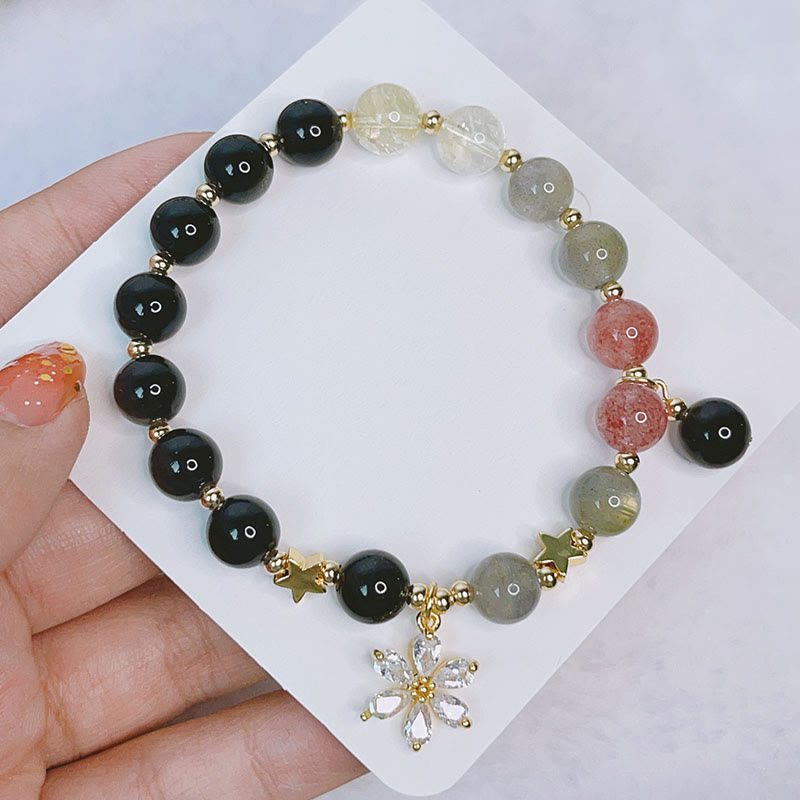 Natural Silver Sheen Obsidian Love Bracelet